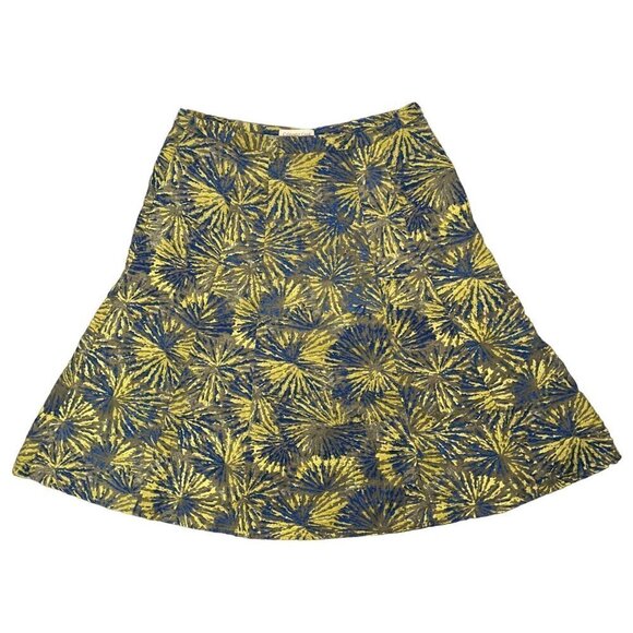 Coldwater Creek SIZE 10 Linen-Blend Colorburst AOP Lined Midi Flare Skirt - Picture 1 of 6